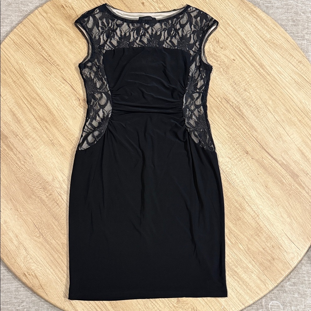 R&M Richards Elegant Black Lace Midi Dress